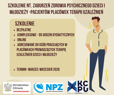Szkolenie nt. .zaburzeń zdrowia psychicznego dzieci i młodzieży -pacjentów placówek terapii uzależnień