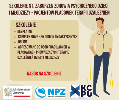 Szkolenie nt. .zaburzeń zdrowia psychicznego dzieci i młodzieży -pacjentów placówek terapii 